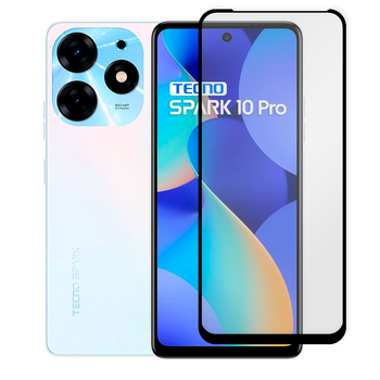 Защитное стекло для телефона TECNO Spark 10 Pro (KI7) противоударное полноэкранное черное