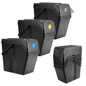 Набір контейнерів для сміття Kadax з наліпками баки 25 л × 3 шт (5903699492864)