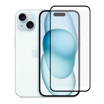 Защитное стекло для телефона Apple iPhone 15 противоударное полноэкранное черное
