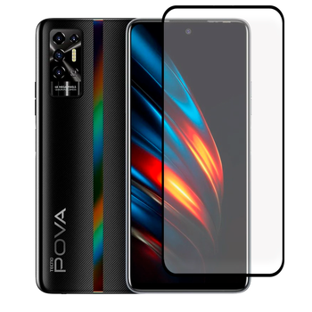 Защитное стекло для телефона Tecno POVA 2 (LE7n) противоударное полноэкранное черное