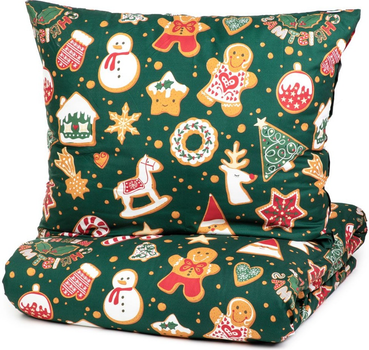 Komplet pościeli Homla Grinchy Poszewka na pościel 160 x 200 cm + 2 poszewki na poduszki 70 x 80 cm z mikrofibry z motywem świątecznym Zielony (5904183858593)