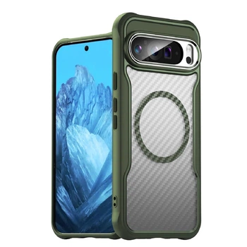 Чехол бампер для Google Pixel 9 Pro XL противоударный MagSafe AirBag carbon fiber хаки