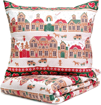 Komplet pościeli Homla Lapland Poszewka na pościel 160 x 200 cm + 2 poszewki na poduszki 70 x 80 cm z mikrofibry w domki Wielokolorowy (5904183858555)