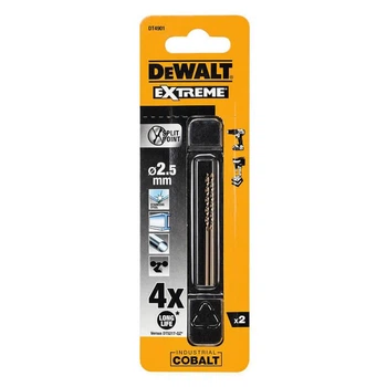 Свердло по металу DeWALT EXTREME INDUSTRIAL COBALT HSS-CO, діаметр 2.5 мм, загальна довжина 57 мм, робоча довжина 30 мм, в