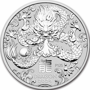 Серебряная монета Австралии Год Дракона от Perth Mint 2024