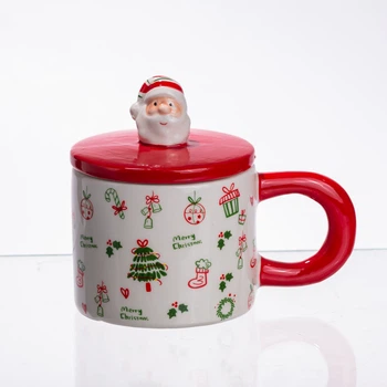 Новогодняя фарфоровая чашка с крышкой Merry Christmas 350 (мл) CR-1-20