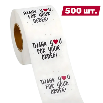 Наклейки «Thank You For Your Order» 500 шт, 2.5 см Для упаковки товаров, интернет-магазина, хендмейду