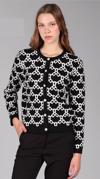 Кардиган Sempre SMP2535 Чорно-білий L-XL