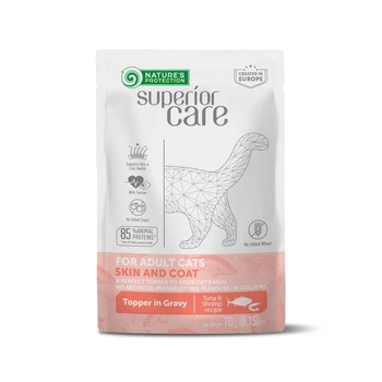 Влажный корм Nature`s Protection Superior Care, с тунцом и креветкой для кошек по уходу за кожей и шерстью, 70 г в пакетике (UNINPSC63749)