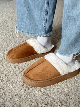 Тапочки домашние утепленные женские 40-41 на платформе | стиль UGG, велюр, мех, подошва 3 см