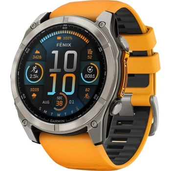 Смарт-часы Garmin Fenix8 51mm AMOLED SapphireTitanium w.Spark Orange/Graphite Silicone Band (010-02905-11)