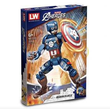 Конструктор Super Heroes Капитан Америка - 329 деталей, боевой капитан с щитом