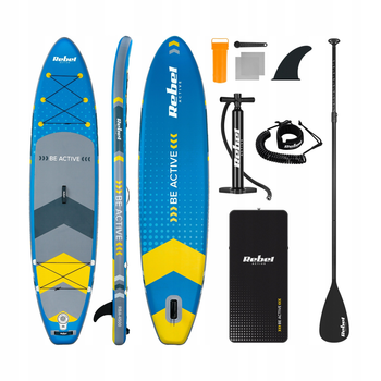Надувна SUP дошка Rebel ACTIVE 350 x 81 x 15 см з веслом, насосом і сумкою для зберігання блакитна RBA4500 (5901890120166)