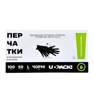 Перчатки нітрилові UDPACK чорні L 50 пар уп. 0834