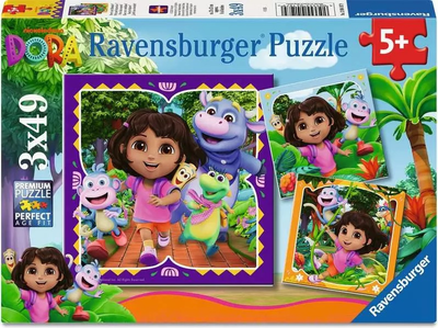 Пазл Ravensburger Nickelodeon Dora 3 x 49 елементів 12004197 (4005555041979)