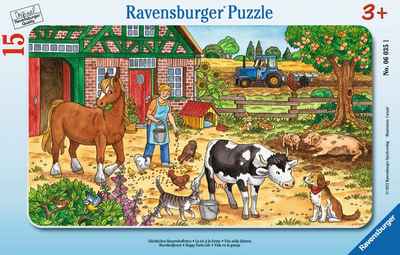 Puzzle Ravensburger w ramce Życie na farmie 15 elementów 6035 (4005556060351)