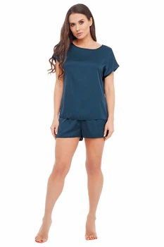 Пижама (футболка + шорты) женская шелковая Martelle Lingerie М-311 шелк 38 (M) Темно-зеленая (MAR311043S)