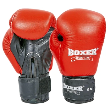 Рукавички боксерські шкіряні BOXER (розмір 12oz, Червоно-чорний) (2023_Червоно-чорний_12_унції)