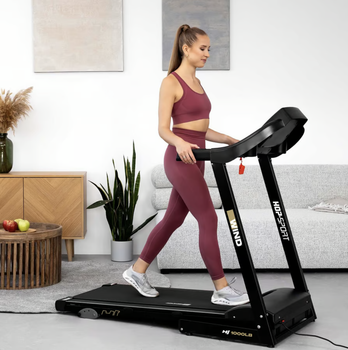 Бігова доріжка Hop-Sport HS-1000LB Wind сіра: Електрична, 2.0 к.с., 14 км/год, 3 Нахили, 12 програм. До 150 кг, Kinomap/FitShow, Складна для дому, Bluetooth