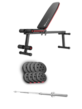 Набор Hop-Sport Premium 39 кг со штангой и скамьей HS-1010 Pro для начинающих