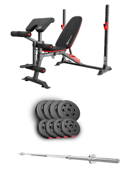 Набор Hop-Sport Premium 39 кг штанга скамья HS-1095 для домашних тренировок прочный