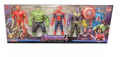 Набор фигурок Marvel Avengers Танос/Человек Паук/Халк/Капитан Америка/Железный человек 19 см