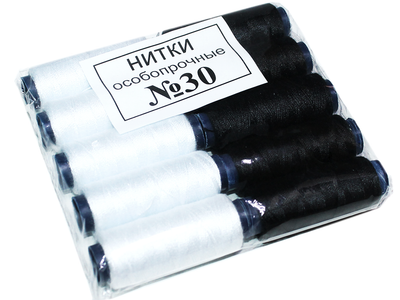 Нитки FROM FACTORY GHQ №30 5шт черные и 5шт белые