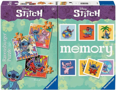 Puzzle Ravensburger 3w1 Disney Stitch + Memory 25/36/49 elementów 24695 (4005556246953)