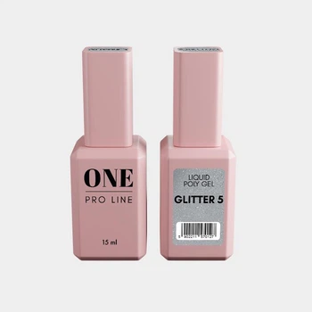 Жидкий полигель One Pro Line Liquid PolyGel Glitter 5 с глиттером 15 мл (5902211570127)
