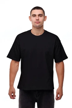 Чоловіча футболка Oversize з щільної тканини Наталюкс S чорний (9413653290911)