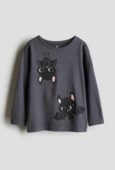 Дитячий лонгслів для дівчинки H&M 98-104 см Темно-сірий (25101826B)