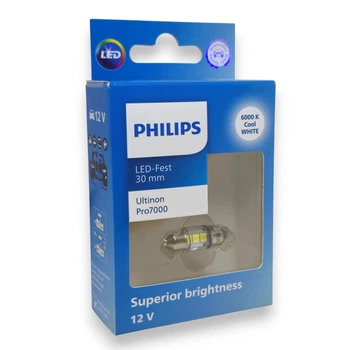 Світлодіодна лампа PHILIPS С5W/C10W Ultinon Pro7000 Festoon 11860CU70X1 12V SV8.5 Cool White 6000K 30mm (01129)
