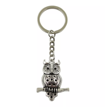 Брелок металлический для ключей, сумок, рюкзаков "Сова / Owl JA6" Серебристый