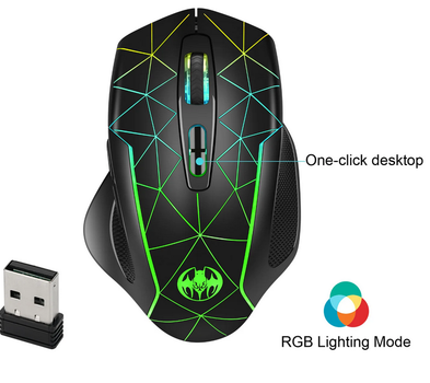 Геймерська миша бездротова RGB з акумулятором, ігрова комп'ютерна мишка, бездротова миша для ігор VD87