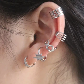 Сережки каф кліпса жіночі красива біжутерія "Cuff XF5" Сріблясті