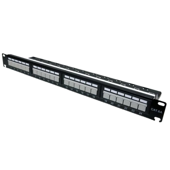 Патч-панель 19" 24xRJ-45 UTP, кат. 6a, с задним организатором с пластиковыми шторками, LW L&W ELECTRONICAL LW-PP74