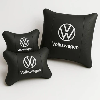 Комплект подушок в авто для попереку та на підголівник з логотипом VOLKSWAGEN (нового зразка)