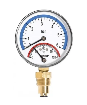 Термоманометр радіальний 0-120°C 0-6 bar 1/2 80мм Ferro TM80R