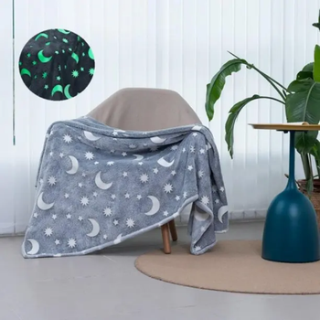 Светящийся плед Magic Blanket для детей и взрослых уютный флисовый покрывало серого цвета