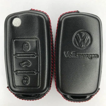 Кожаный чехол для ключа OneCase Volkswagen Touareg T-Roc Allspace Golf Tiguan Caddy Arteon Transporter Tiguan Passat Amarok Jetta Polo ID.4 Black