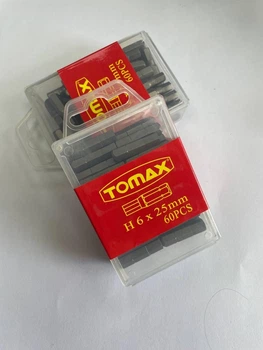 Бита HEX 6 x 25 мм магнитная для шуруповерта / шестигранная бита 1/4" 60 шт TOMAX