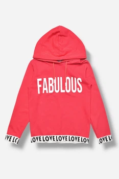 Кофта подростковая для девочки розового цвета с принтом Fashion рост 164 (207522)
