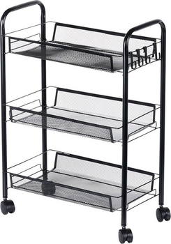 Wózek do przechowywania Vilde metalowy czarny 3-poziomowy 44 x 26 x 63 cm (5904316472221)