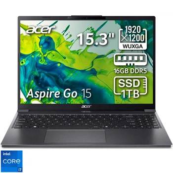 Ноутбук Acer Aspire Go 15 AG15- 51P- 79QH Intel® Core™ i7- 1355U до 5, 0 ГГц, 15, 3 дюйма, WUXGA, IPS, 16 ГБ DDR5, 1 ТБ SSD, Intel® UHD, сталевий сірий