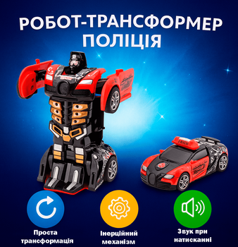 Робот-трансформер ToyCloud 11 см Полиция, звук, инерция B1528-3B