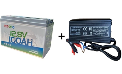 Комплект резервного питания аккумулятор LiFePO4 Redodo 12V 100Ah 1280Wh с зарядным устройством 14,6 V 20Ah в комплекте