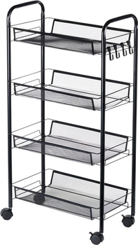 Wózek do przechowywania Vilde metalowy czarny 4-poziomowy 44 x 26 x 84 cm (5904316472214)