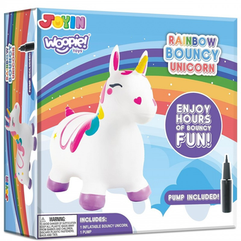 Skoczek gumowy do skakania Woopie Jednorożec + Pompka Biały (5906280654573)