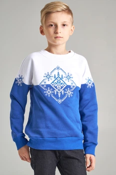 Різдвяний світшот для хлопчика Blue 92 UKRS-6619 UkrGlamour