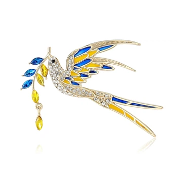 Брошь BROCHE бижутерия Птицы Ласточка с веткой разноцветная BRBF114160